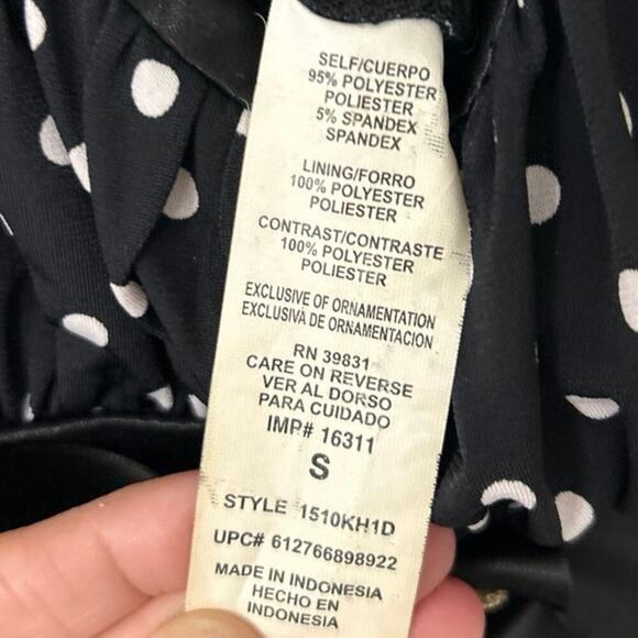 My Michelle Y2K Black White Polka Dot Mini Dress Milkmaid Retro Pin Up Small - Picture 13 of 14